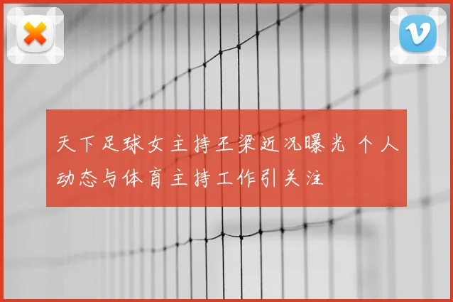 天下足球女主持王梁近况曝光 个人动态与体育主持工作引关注